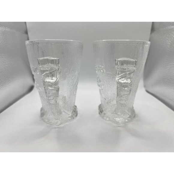 Set of 2 McDonald's Flintstones Mammoth Frosted Clear Mugs RocDonalds 1993 - Picture 4 of 9